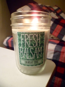Bought this for my bedroom. Think it goes nicely with my plaid sheets and it smells like a Christmas Tree!